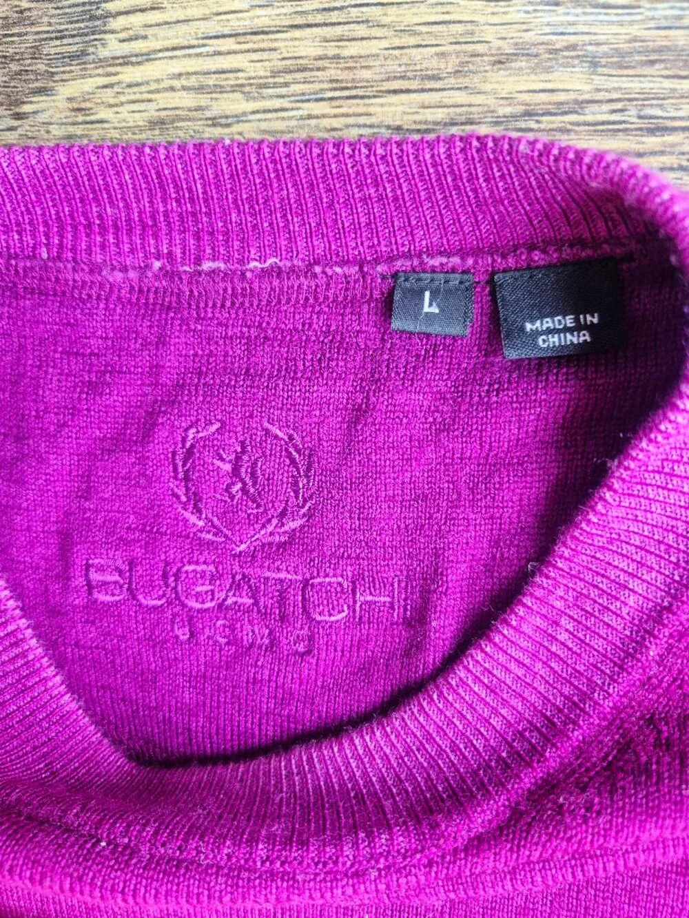 Bugatchi Uomo 100% Merino Wool Ombre Dip-Dyed Crew Neck Sweater Pink Purple